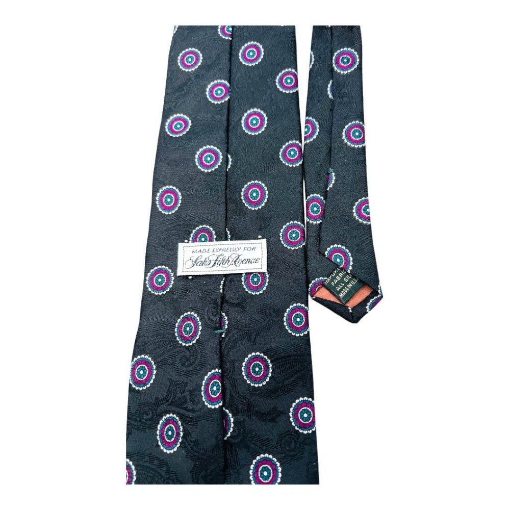 Saks Fifth Avenue Men's Tie W/Paisely & Circular Designs - Picture 2 of 7